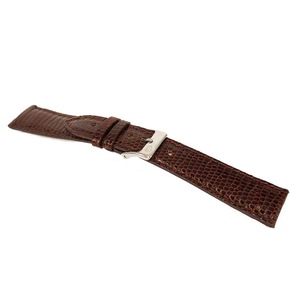 Lucertile Leather Watch Strap Extra Long Dark Brown Color Width Lug 20 mm