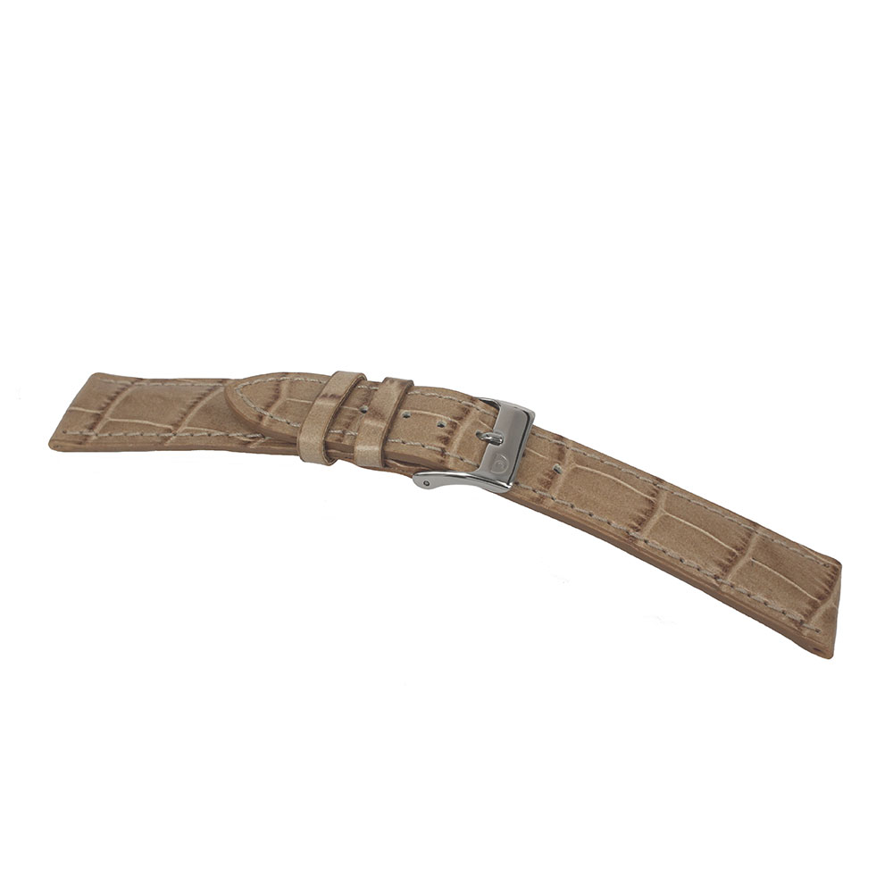 Sand-colored Printed Leather Watch Strap Loop Width MM. 18