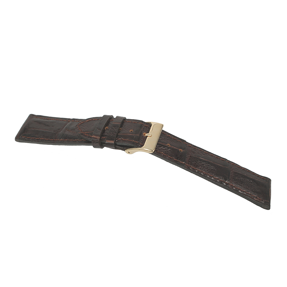 Dark Brown Printed Leather Watch Strap Width MM. 18