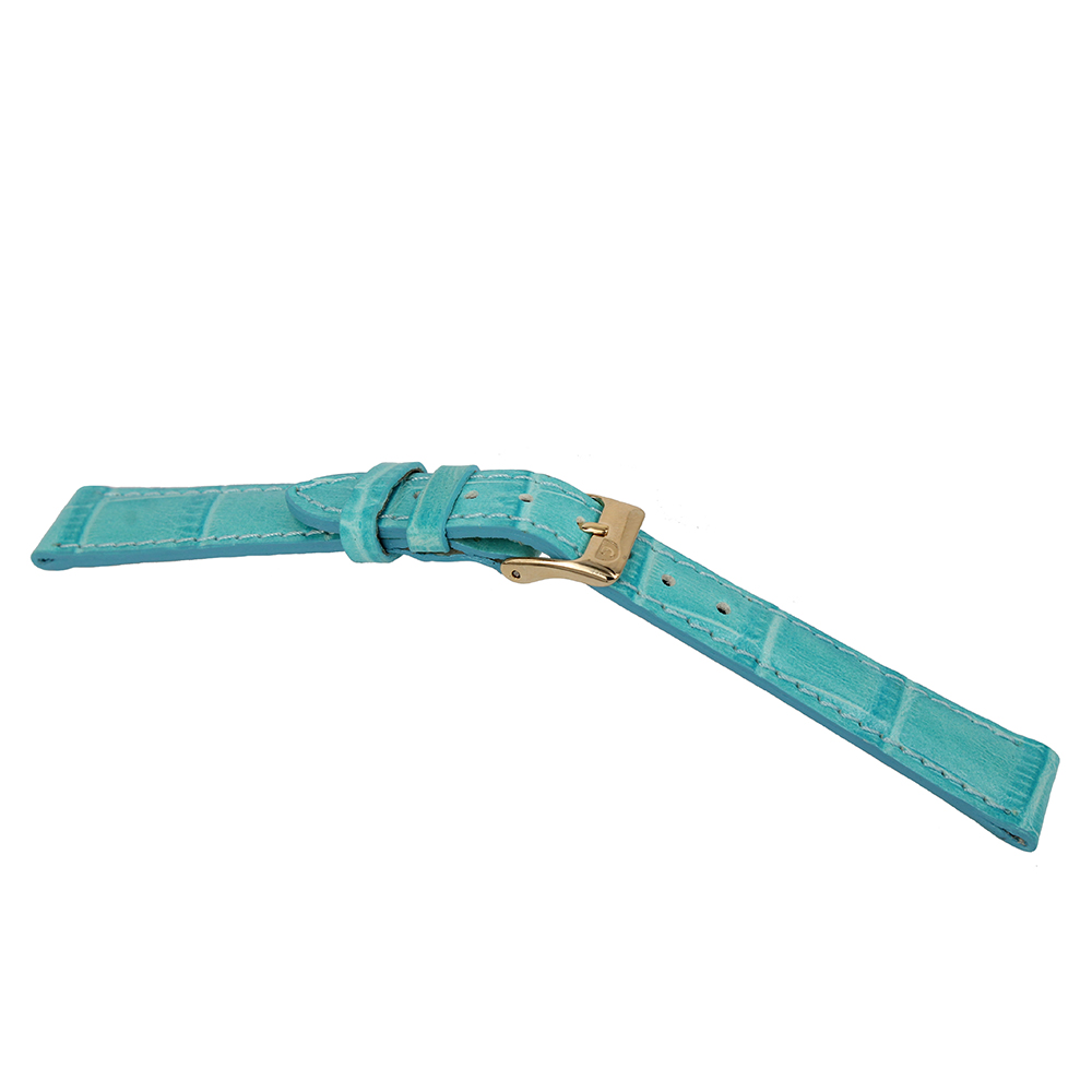 Watch Strap in Blue Turquoise Printed Leather Width MM. 14