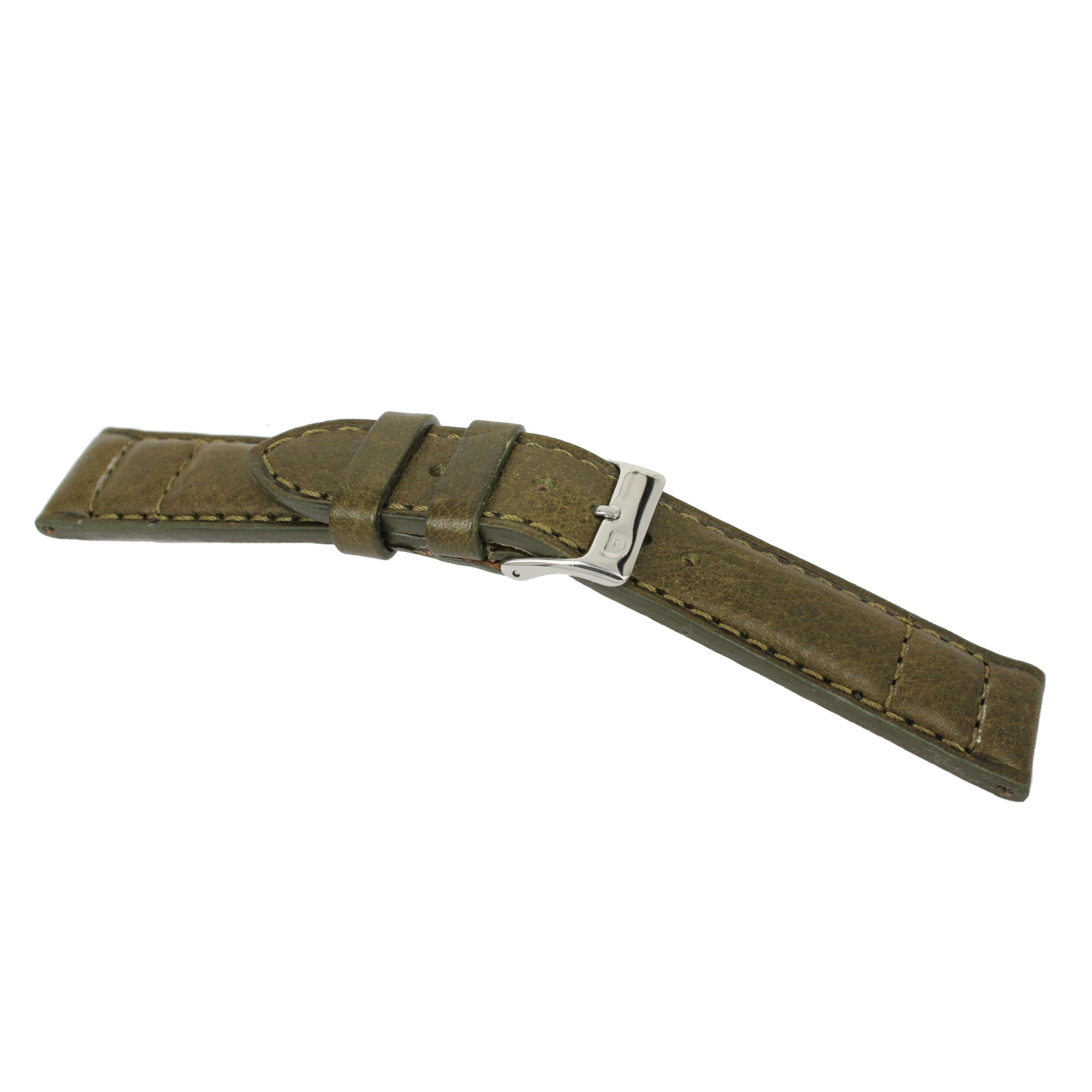 Vintage Leather Strap Military Green Color Loop Width 20 MM