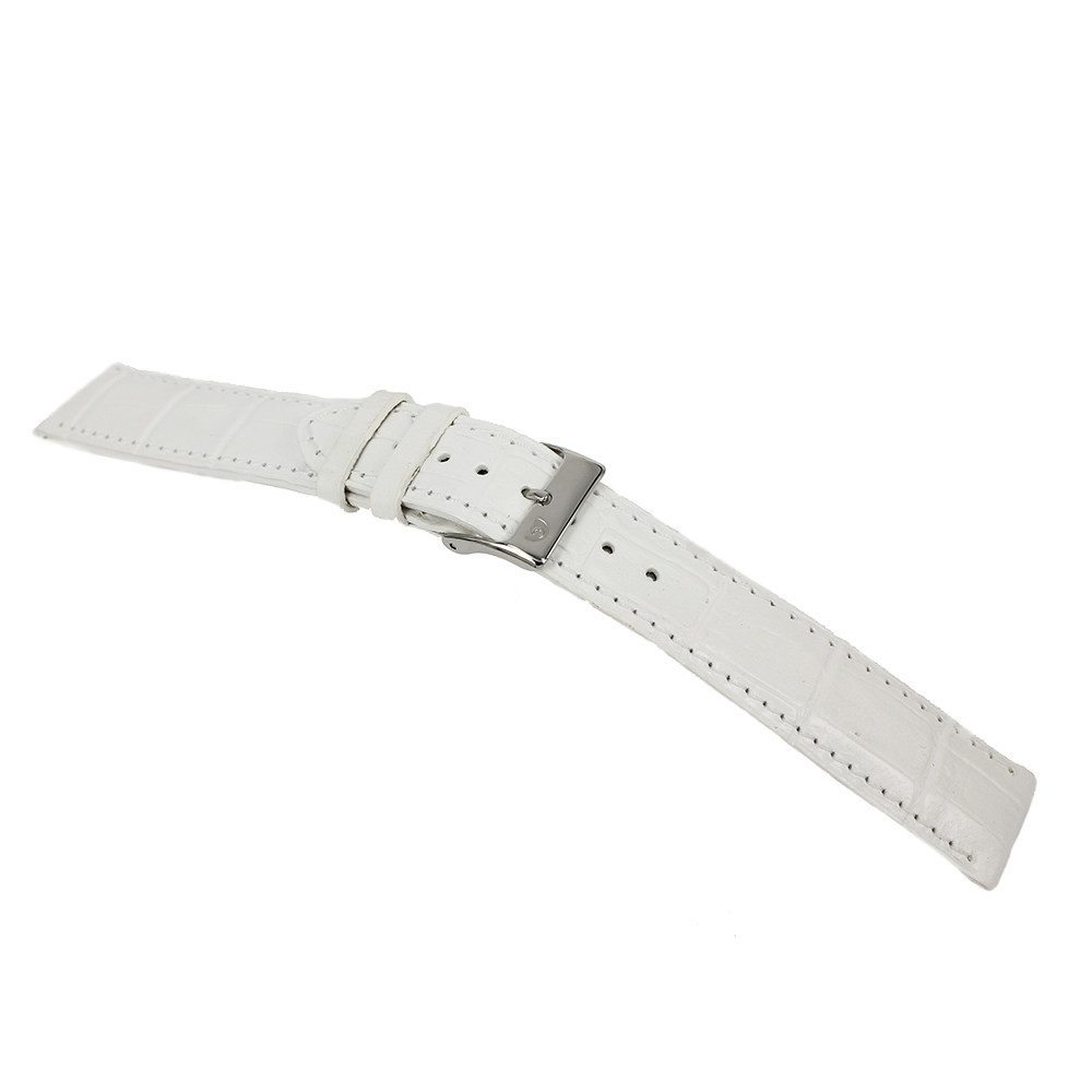 Extra Long White Leather Watch Strap Ansa Width MM. 20