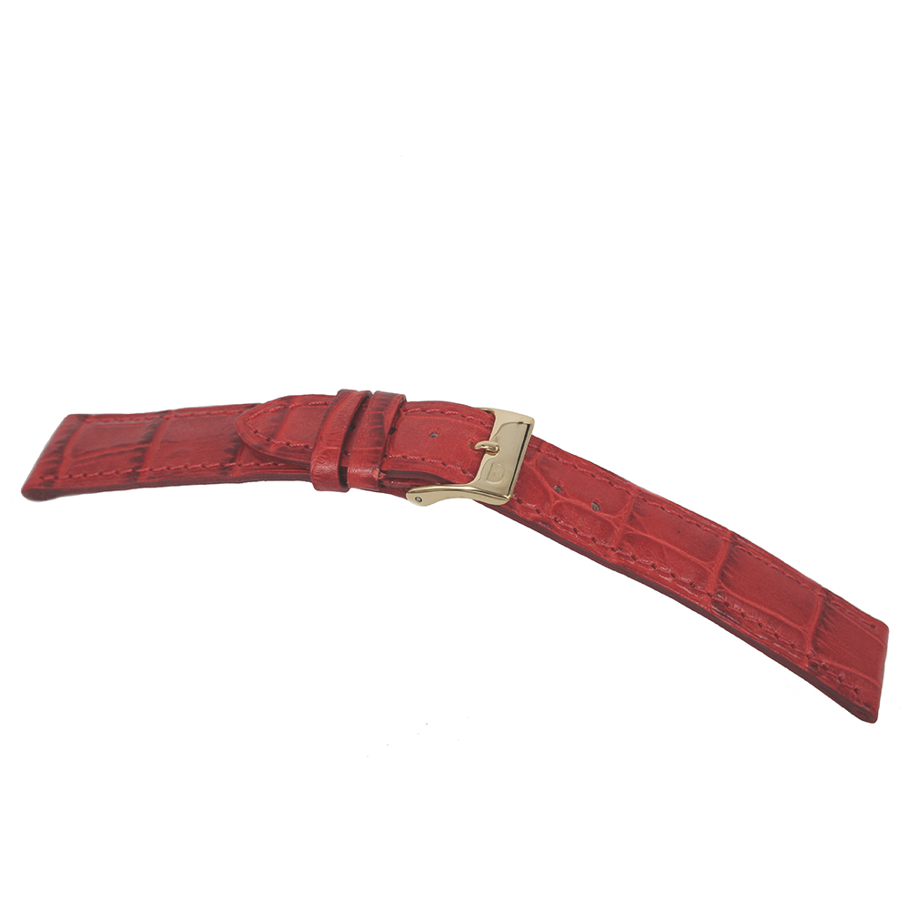 Scarlet Red Printed Leather Watch Strap Width MM. 16