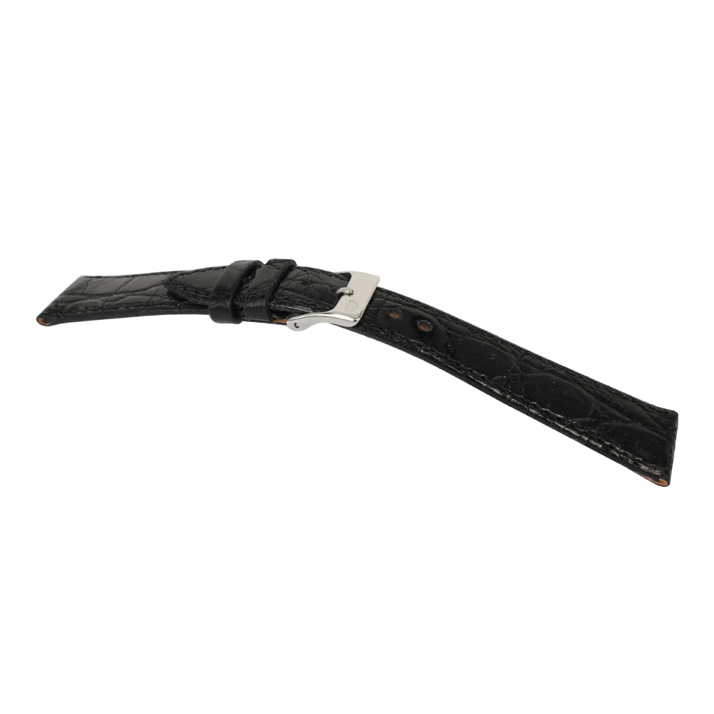 Genuine black crocodile leather strap measuring 18 mm