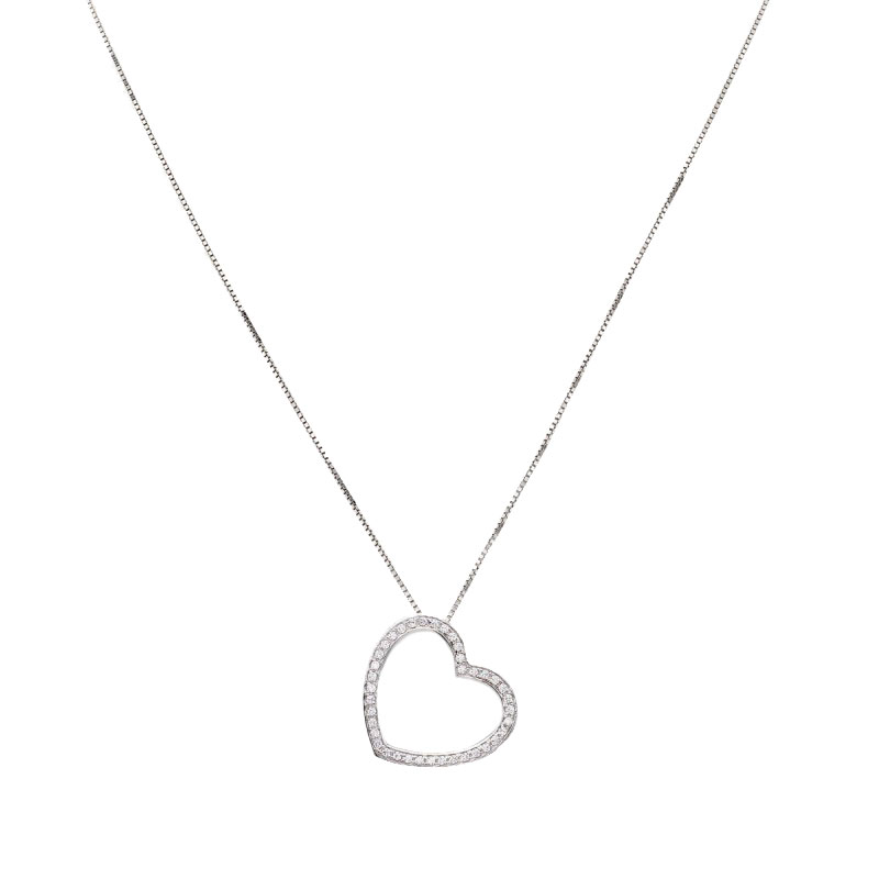 Amen 925 Sterling Silver Necklace with Large Heart in Zircons Love Collection