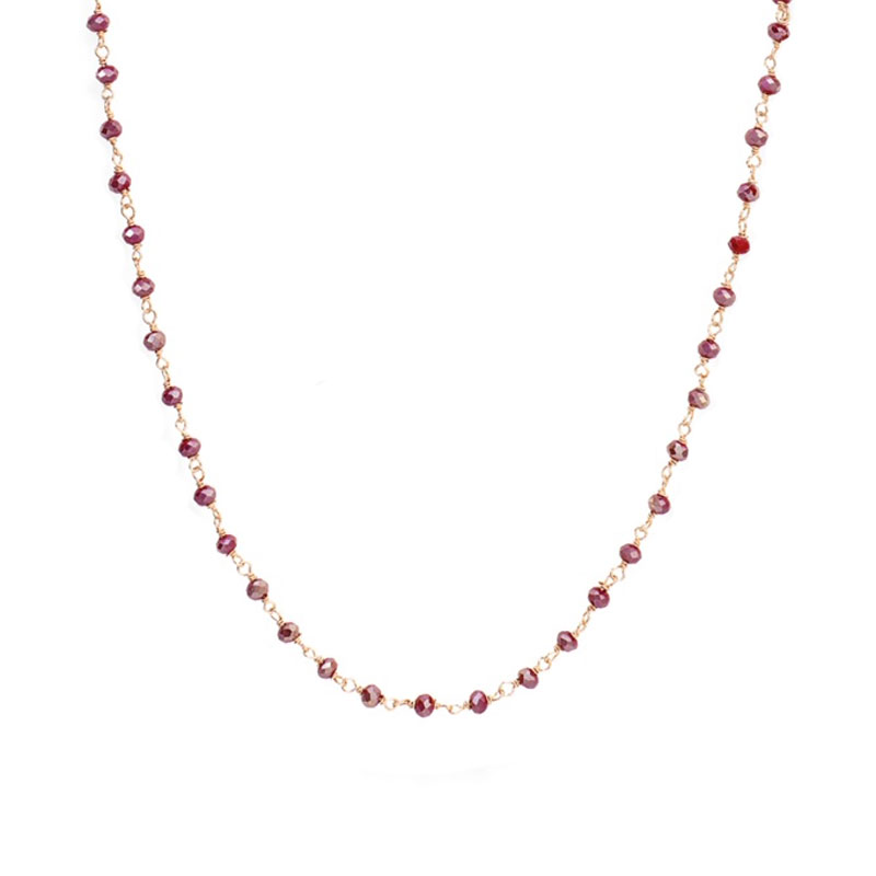 Amen Rosary Necklace In Rosè 925 Silver With Red Crystals Length CM. 90 Romance collection
