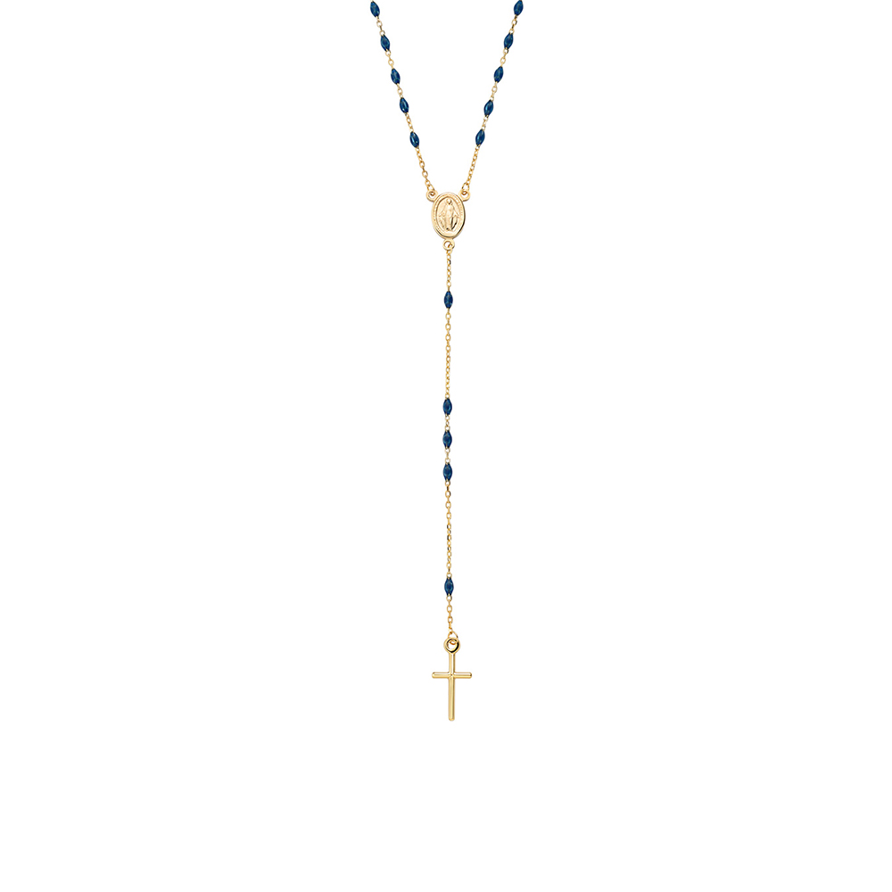 Amen Necklace in 9 Carat Gold and Blue Navi Enamel Pendant