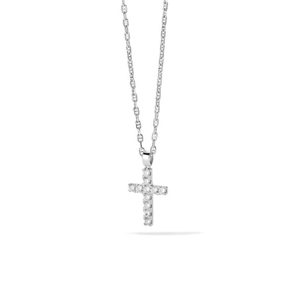 Collier Pendentif Argent 925 Avec Zirconium Blanc - Longueur 45 Cm, Neuf Sans Emballage