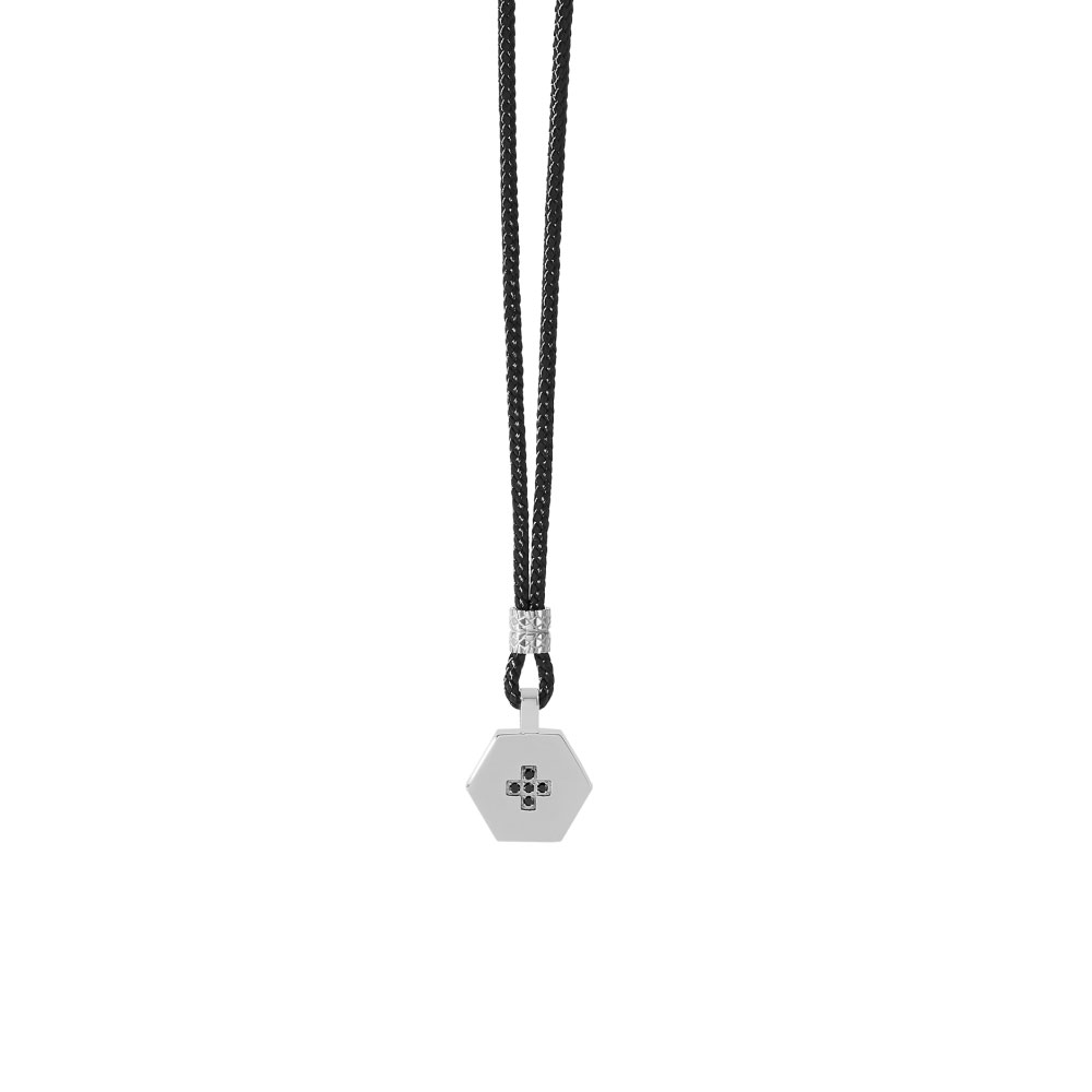 Comete Gioielli Man Necklace In Black Nautical Cord and Black Spinel Pendant Stories Collection