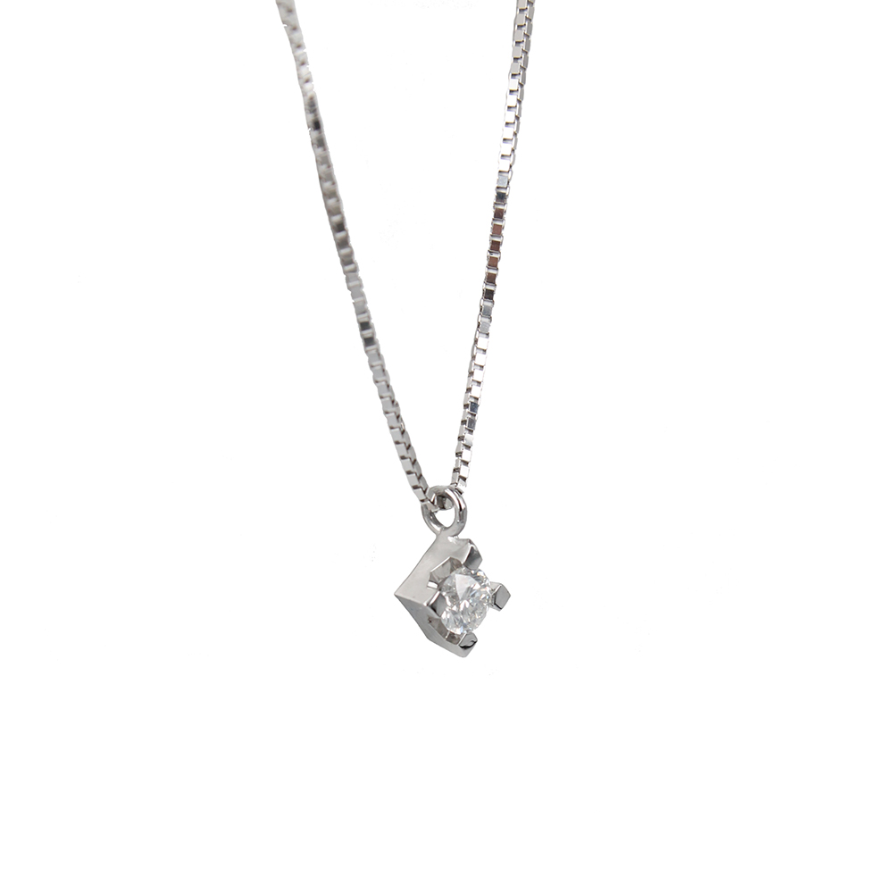 Necklace With Light Point In White Gold With Brilliant Cut Diamond Ct. 0.26 Cm. 45,50