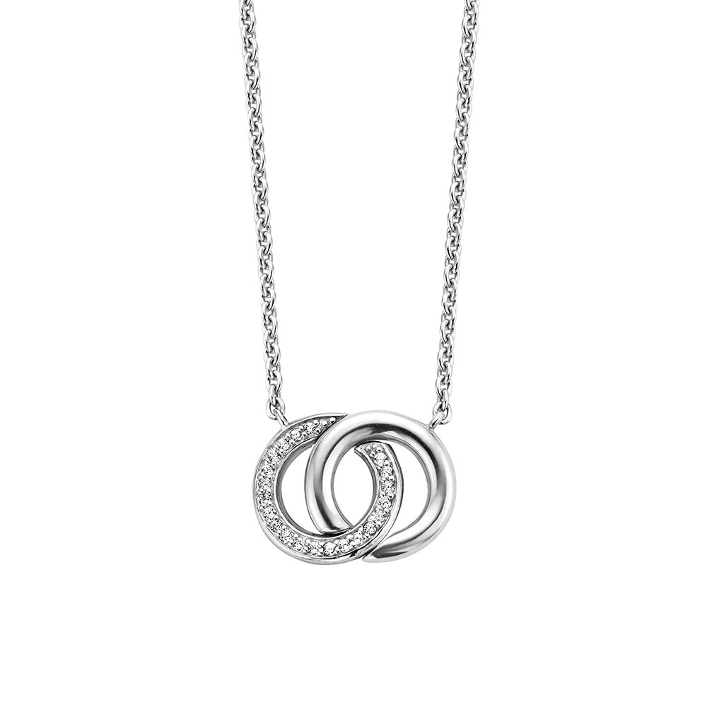 925 Sterling Silver Women's Necklace With Crossed Zirconia Pendant Ti Sento Milano