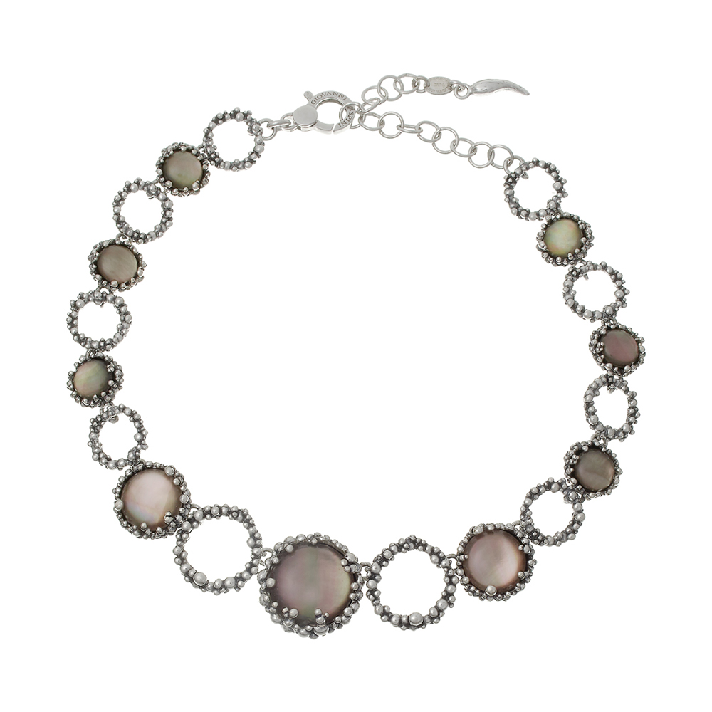 Giovanni Raspini Women's Necklace in 925 Sterling Silver with Mother of Pearl and Hydrothermal Quartz Length Cm. 42 Maui Collection