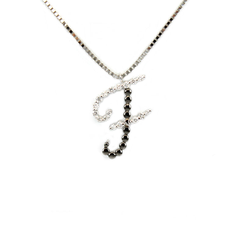 White Gold Necklace With Diamonds Initial F