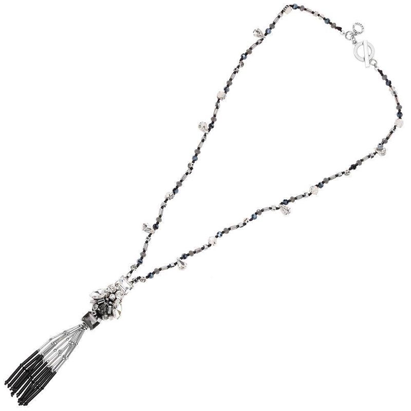 Long Chanel Necklace Ottaviani Bijoux With Black and White Crystals