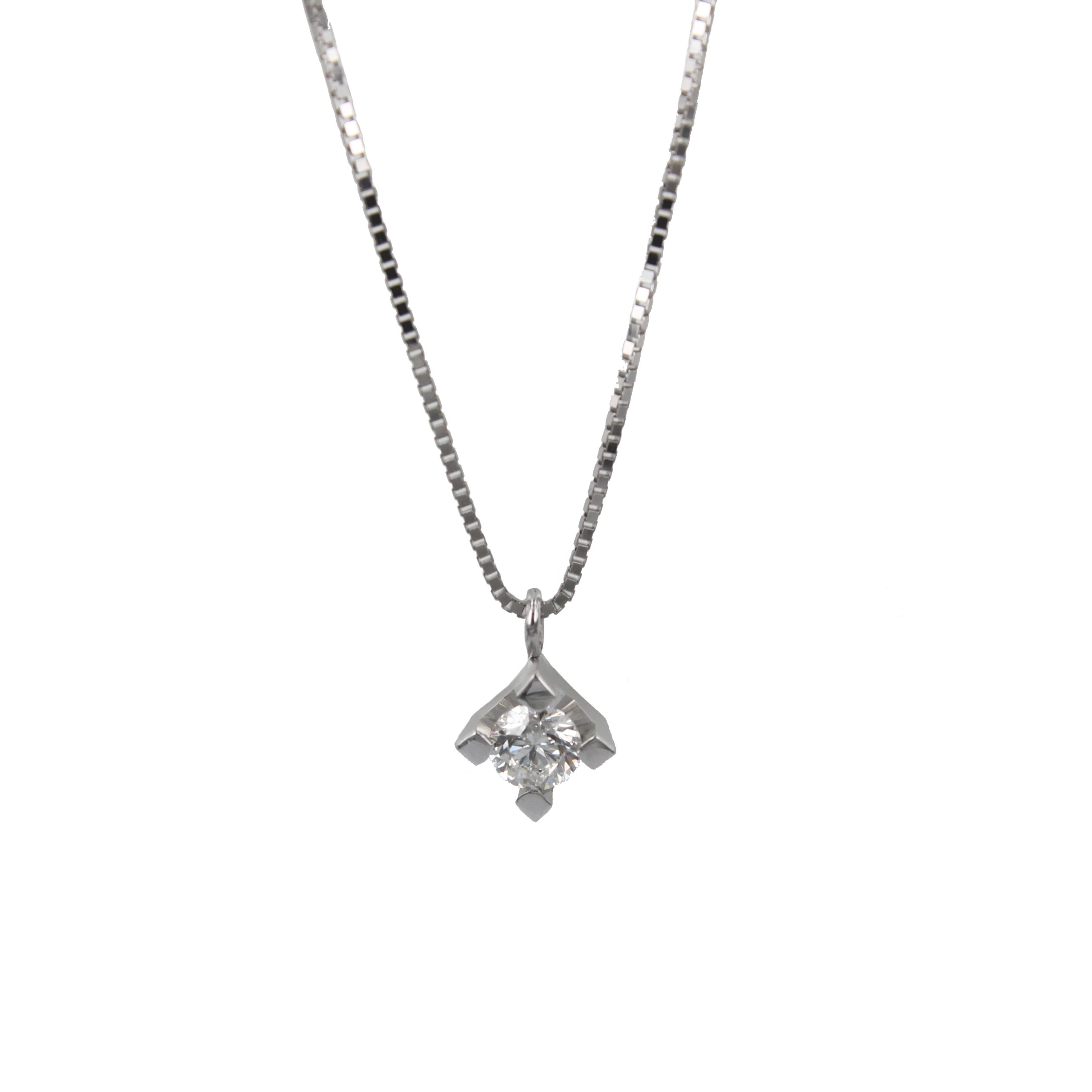 White Gold Point of Light Necklace With IGI Certified Diamond Brilliant Cut Ct. 0.30