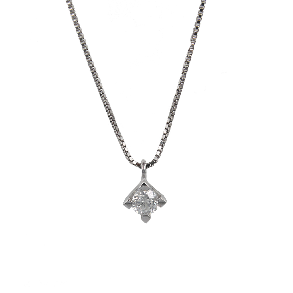 White Gold Point of Light Necklace With IGI Certified Diamond Brilliant Cut Ct. 0.38