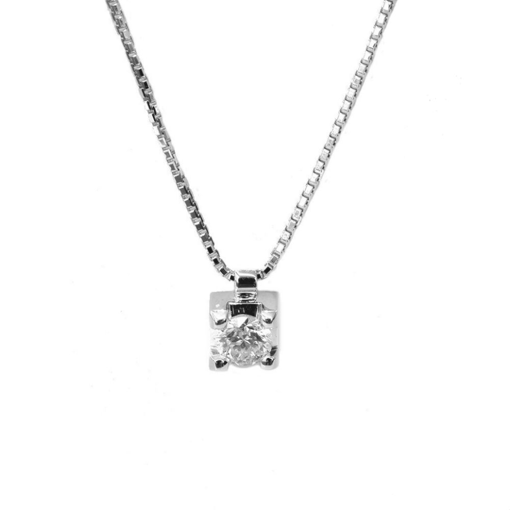 White Gold Point Light Choker With Solitaire Diamond Kt. 0,27 Valenza Jewelry