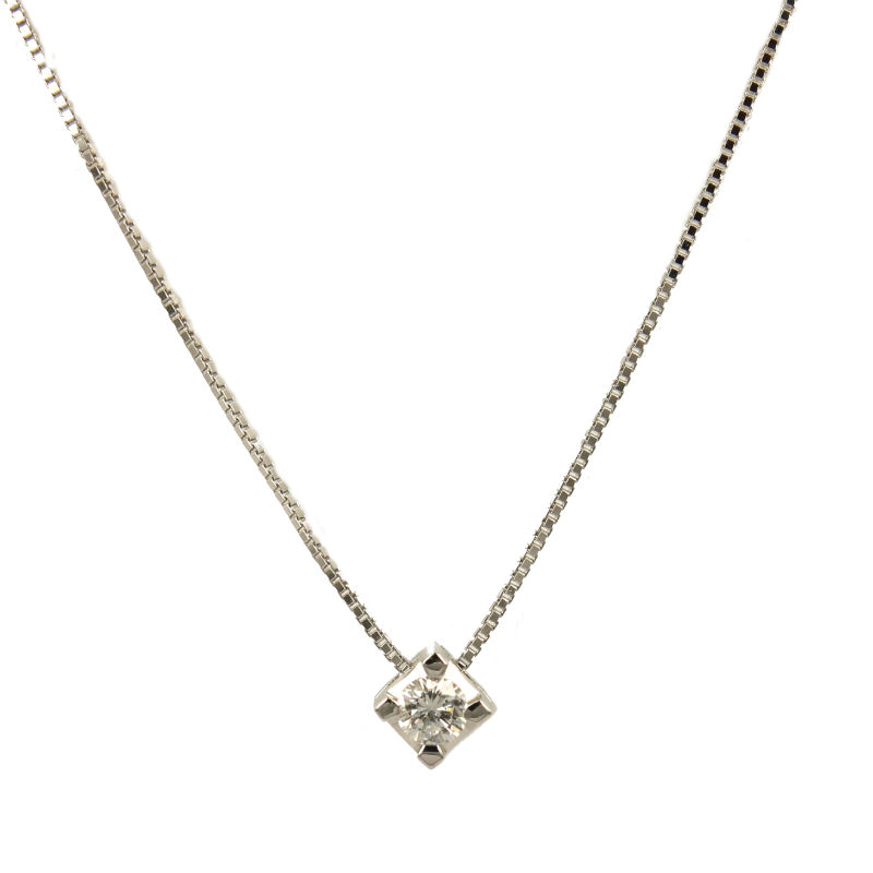 White Gold Necklace With Brilliant Cut Diamond Light Point Ct. 0.15