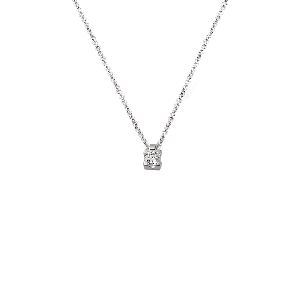 Fabio Ferro Punto Luce White Gold Necklace with 0.20 Carat Diamond