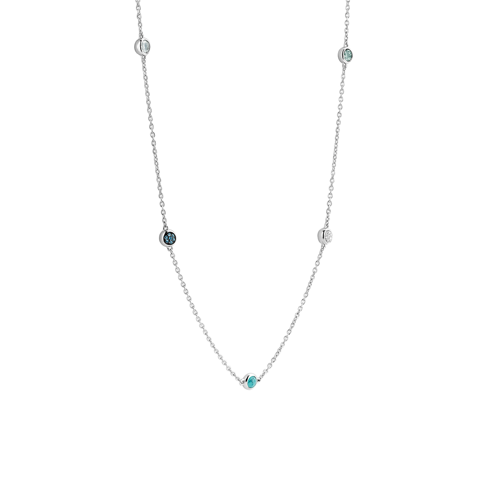 Ti Sento Milano Turquoise Bowls Necklace with Zircons