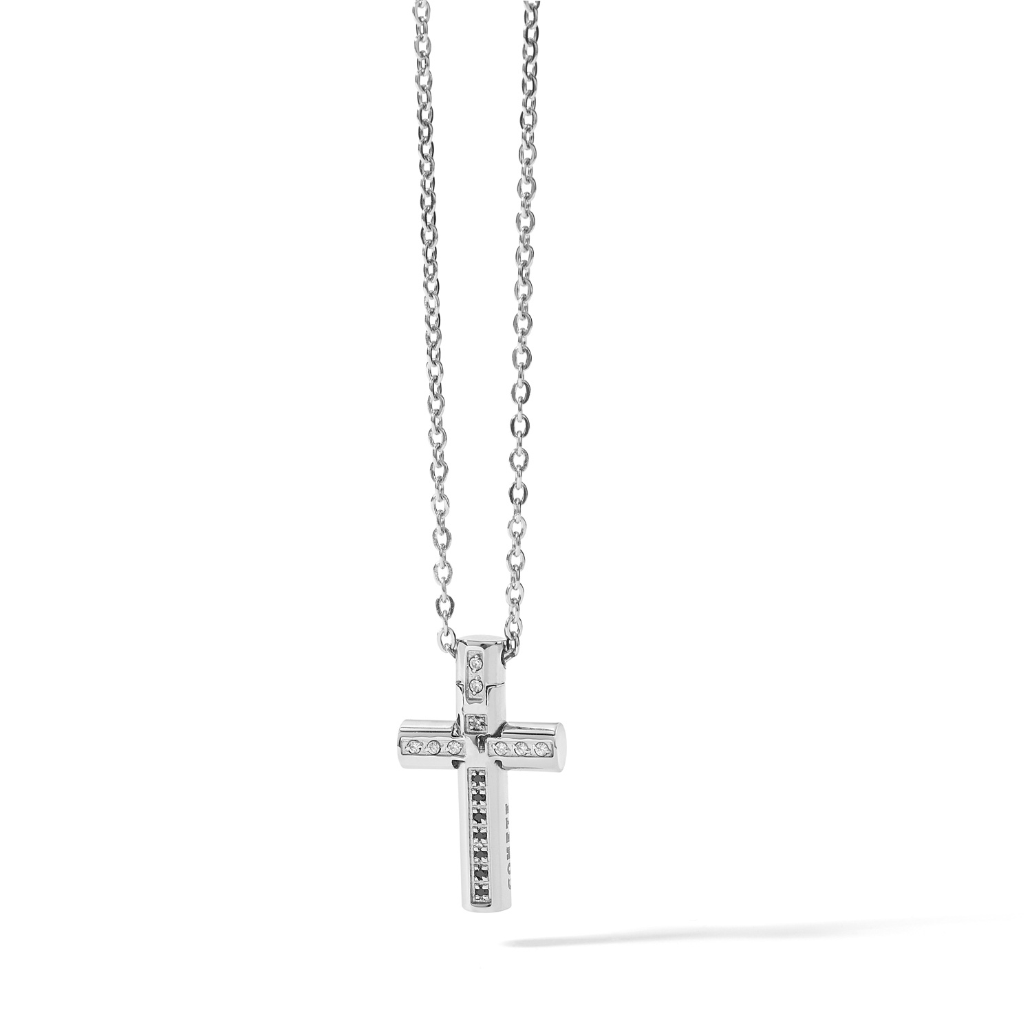 Comete Gioielli Necklace in Steel and Zircons with Cross Pendant