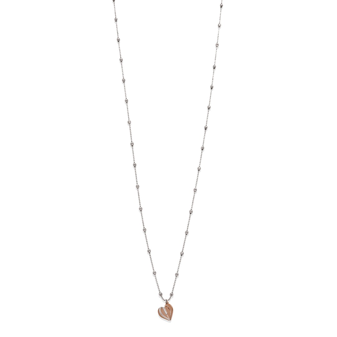 Desmos Open Heart Large Silver Necklace Length 41 cm