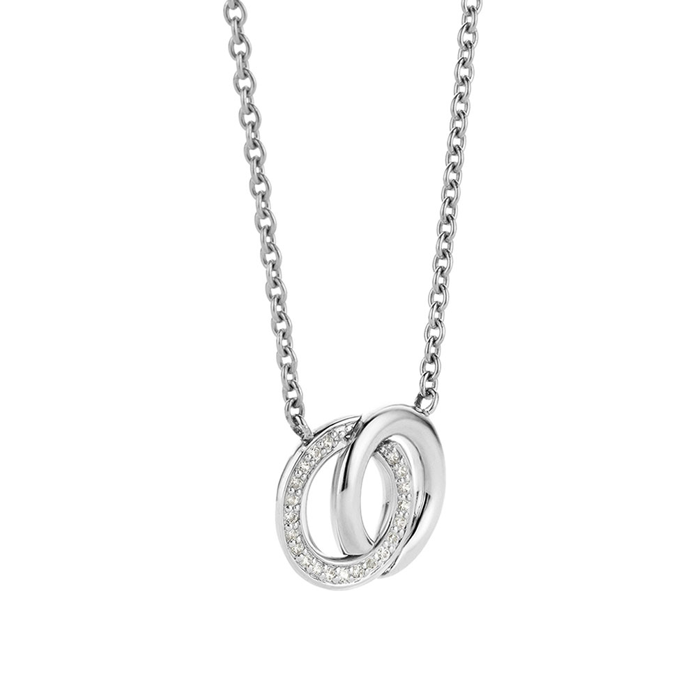 925 Sterling Silver Women's Necklace With Crossed Zirconia Pendant Ti Sento Milano