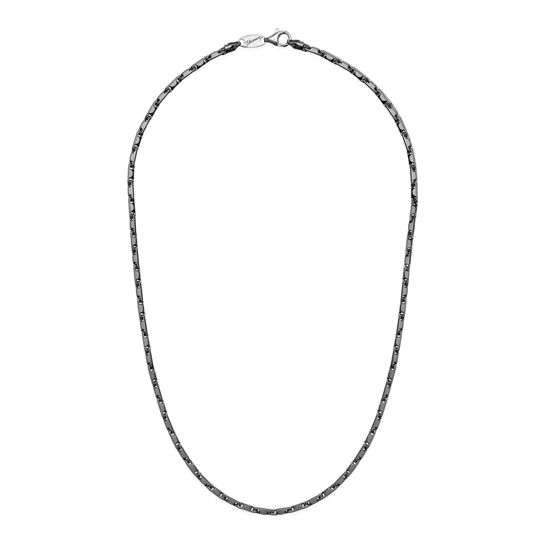 Desmos Chain Segment Necklace in Burnished Silver Length 51 cm