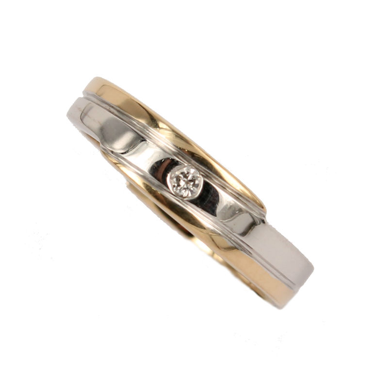 Pair of Wedding Rings in White and Yellow Gold Model Complicity Big Fabio Ferro My Jewels