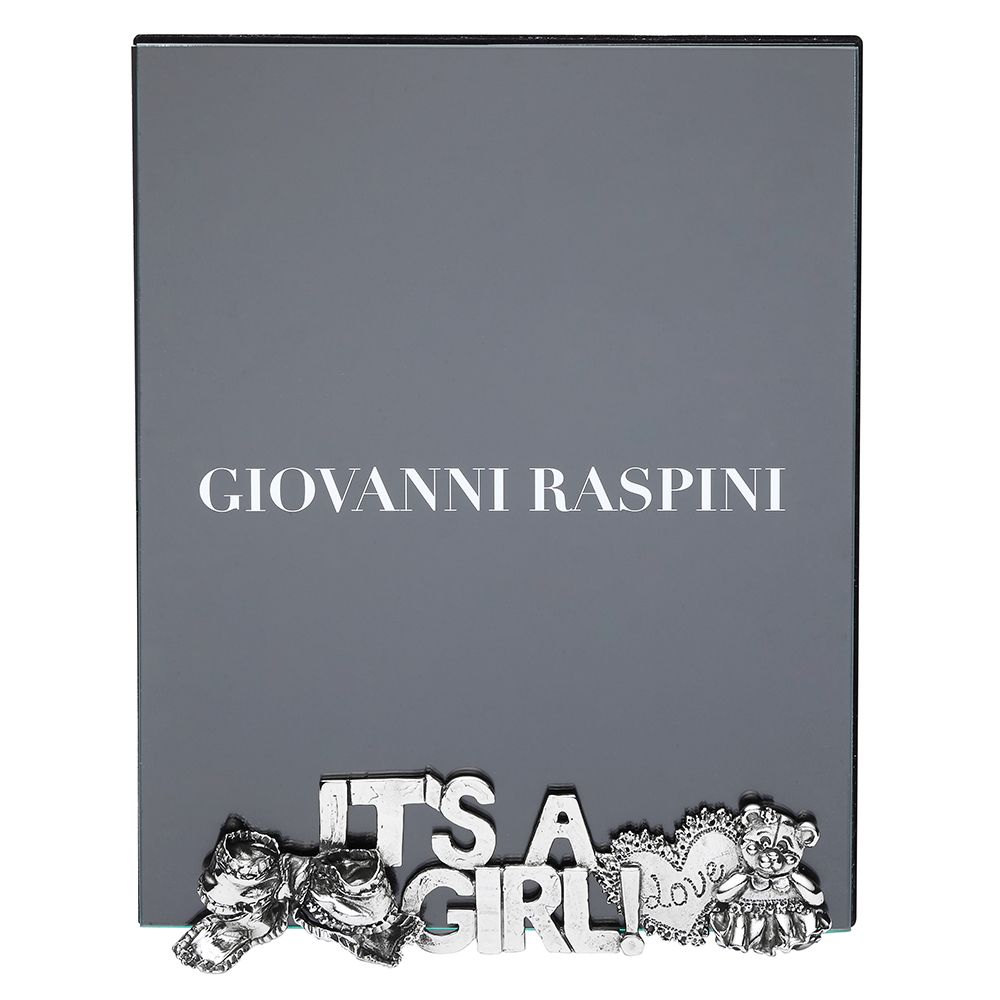 Giovanni Raspini Birth Frame In Bronze White It's A Girl Cm. 16x20
