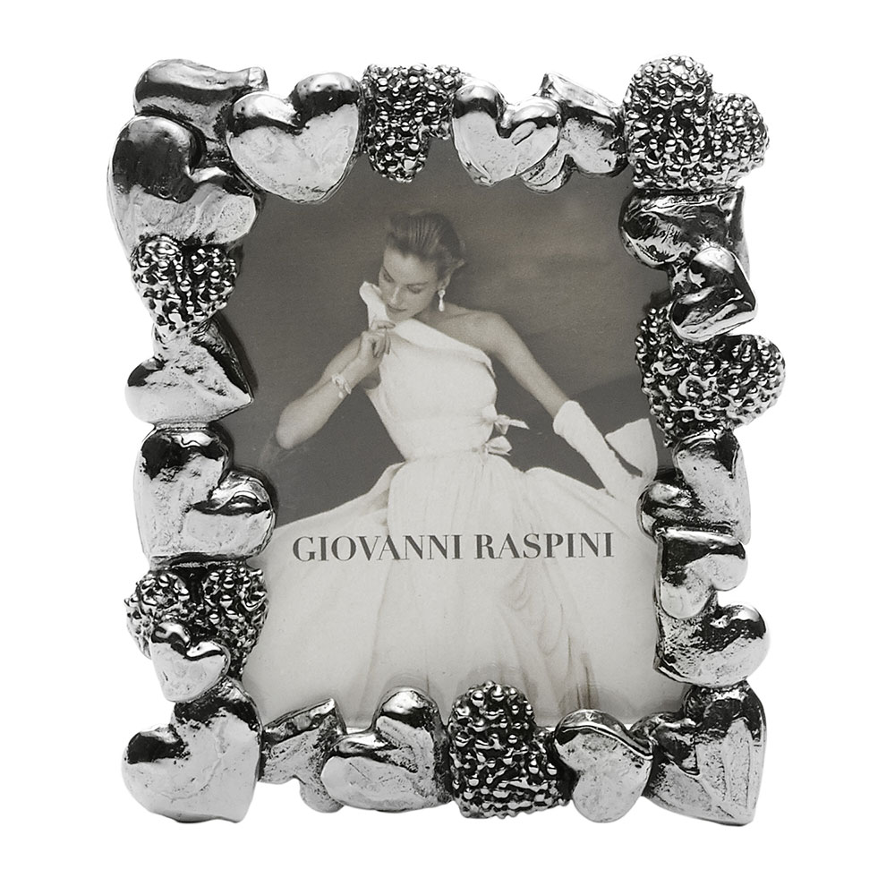 Giovanni Raspini White Bronze Frame With Hearts Cm. 4x5