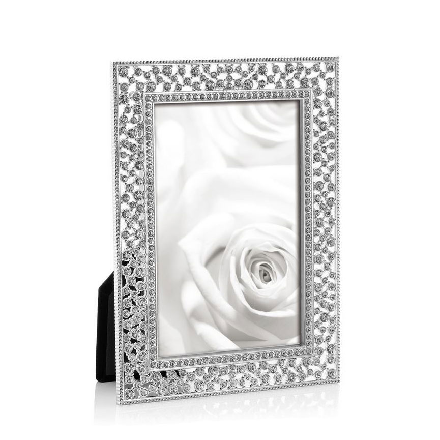 Ottaviani Frame In Silver Metal With White Strass Cm. 10x15
