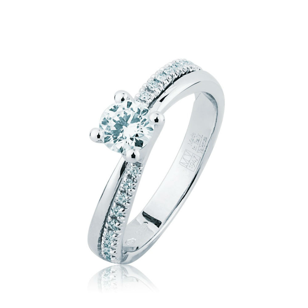 White Gold Solitaire Ring With Solitaire Diamond Ct. 0.21 Valenza Jewelry