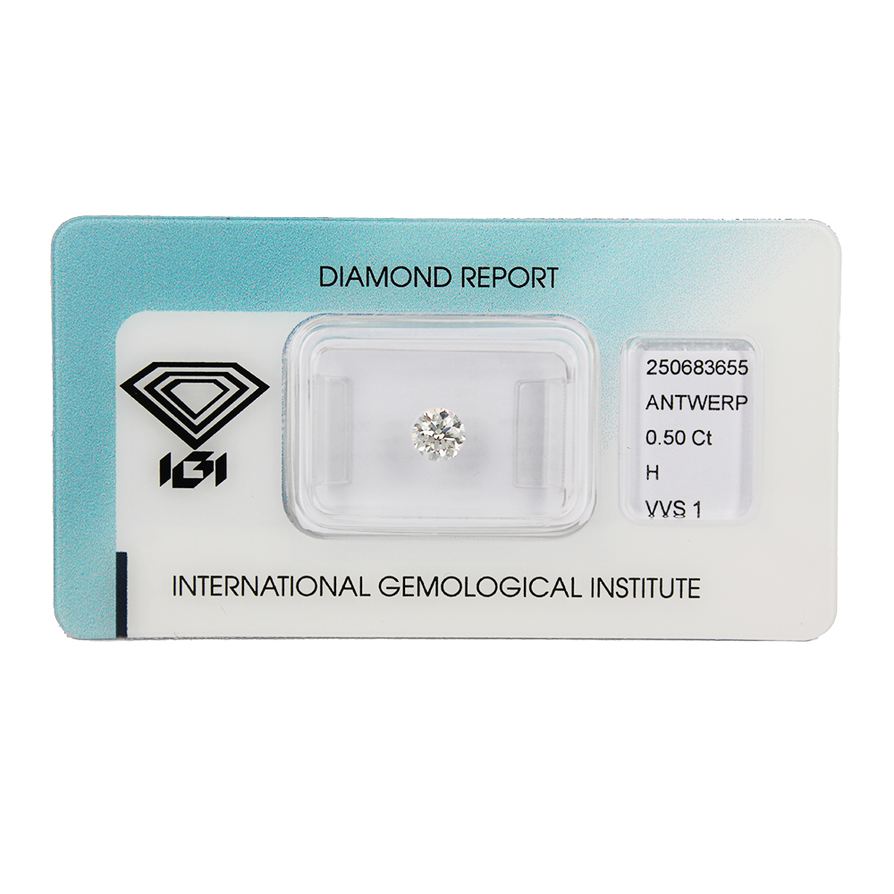 Investment Diamond in Blister Pack with IGI Certificate Brilliant Cut Carats 0.50 H VVS 1