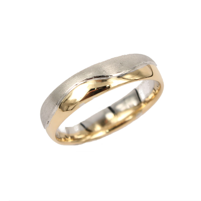 Fabio Ferro Wedding Band in Satin White and Yellow Gold Forever Model