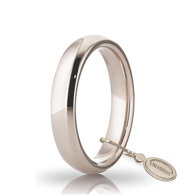 Unoaerre Wedding Band In White Gold Traditional Model Comfortable 4 mm.
