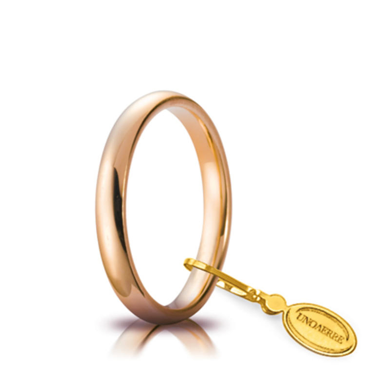 Pair of Unoaerre wedding rings in rose gold, Francesina model, comfortable MM. 3
