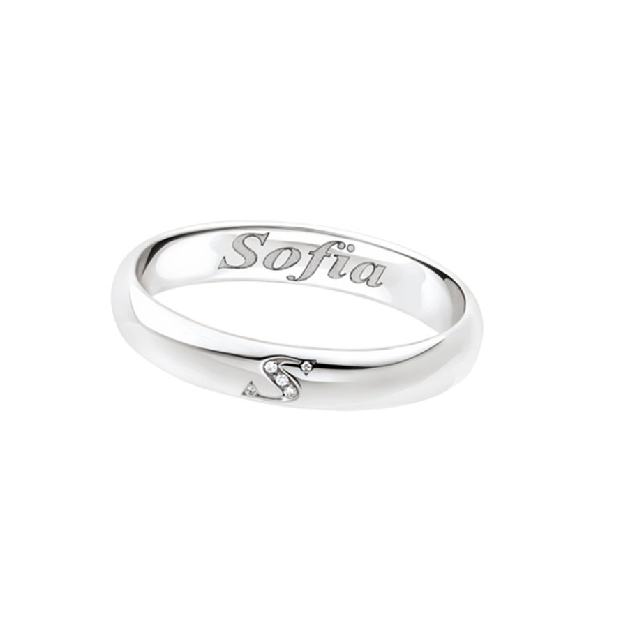 Polello White Gold Wedding Band with Brilliant Cut Diamonds Ct. 0.01 We Have Faith Collection