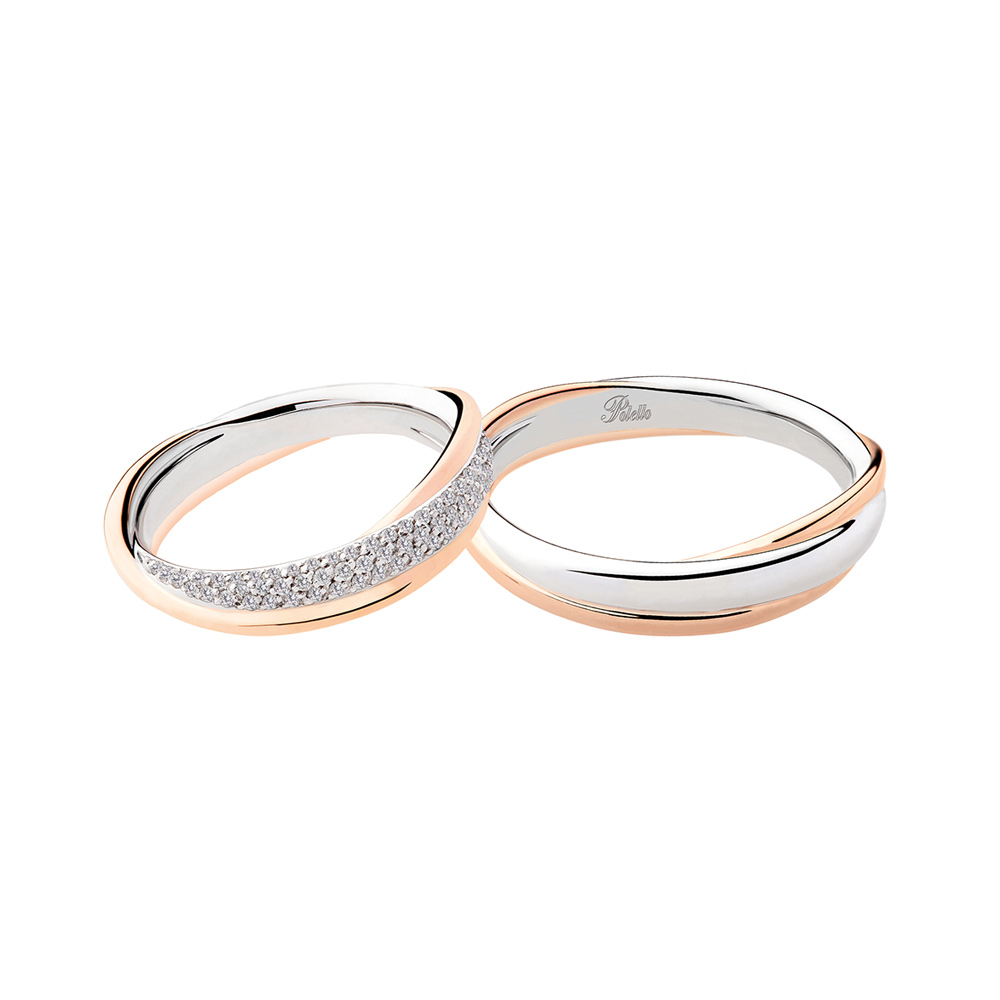 Polello Wedding Rings in White and Rose Gold With Brilliant Cut Diamonds New Collection