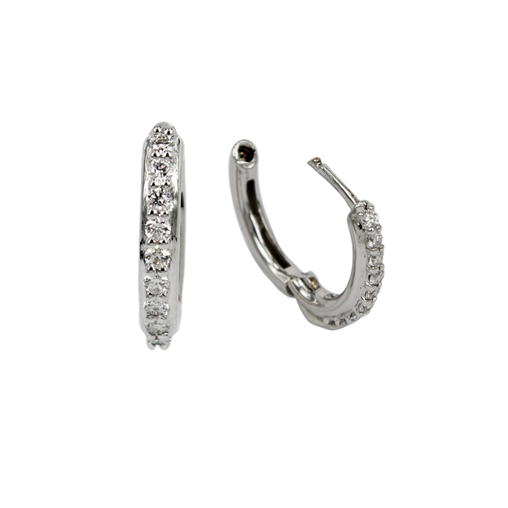 Women's Ring Earrings in White Gold and Brilliant Cut Diamonds