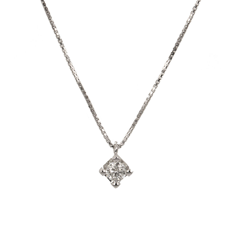 White Gold Point Light Necklace with 0.15 Carat Brilliant Cut Diamond