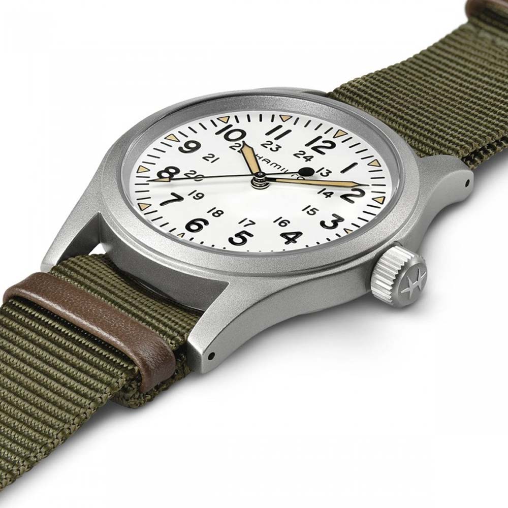 Hamilton Khaki Field Mechanical 38 mm White Dial NATO Strap Watch
