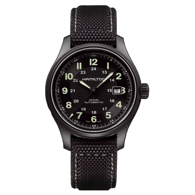 Men's Watch Hamilton Khaki Field Titanium Automatic Black 42 mm