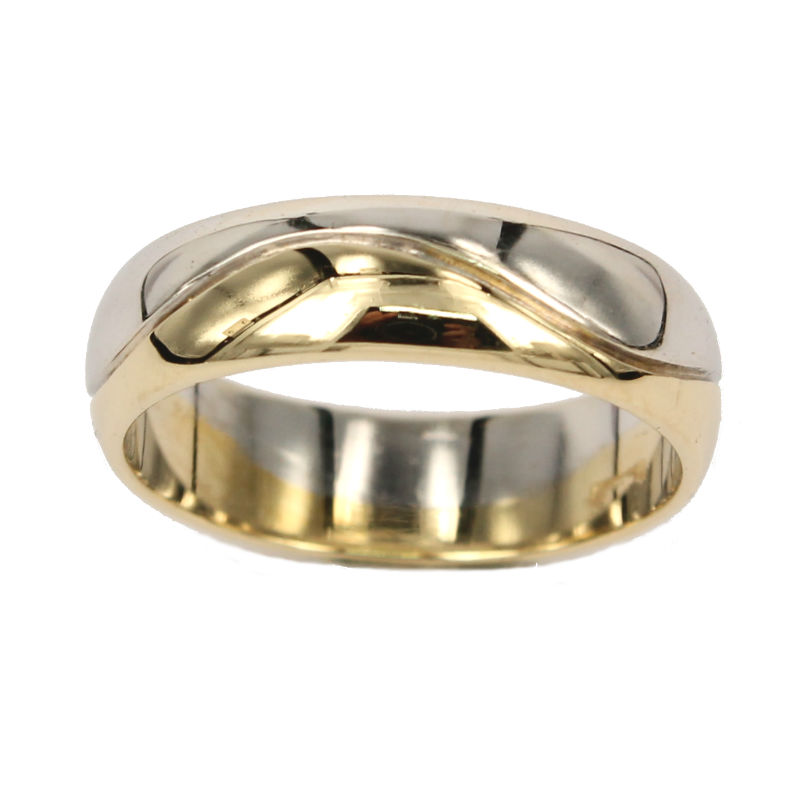 White and Yellow Gold Wedding Band Model Love Wave Fabio Ferro