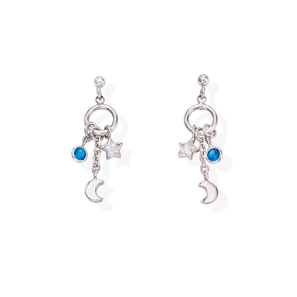 Amen Charm Luna Pendant Earrings with Crystals and Zircons