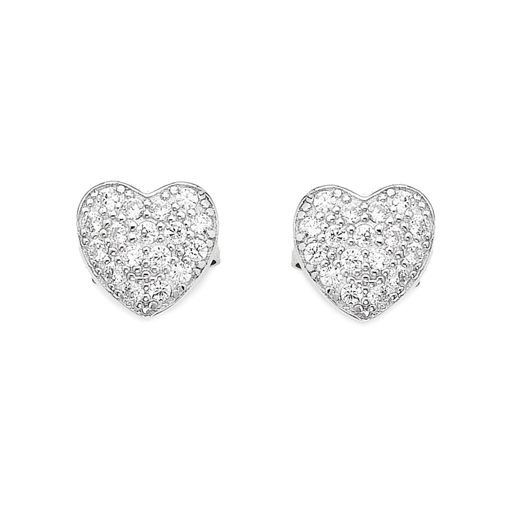 Amen Heart Earrings In 925 Silver With White Cubic Zirconia Love Collection
