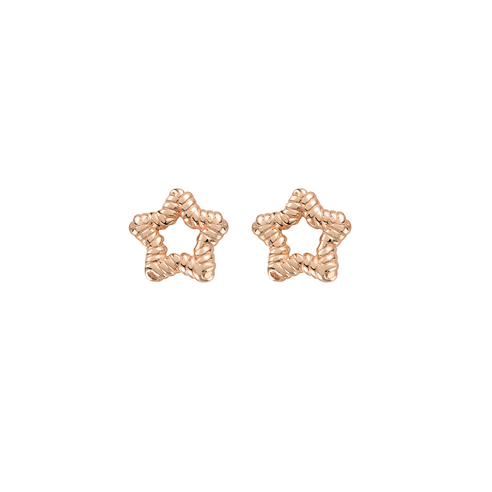 Amen Star Knurled Rosé Earrings