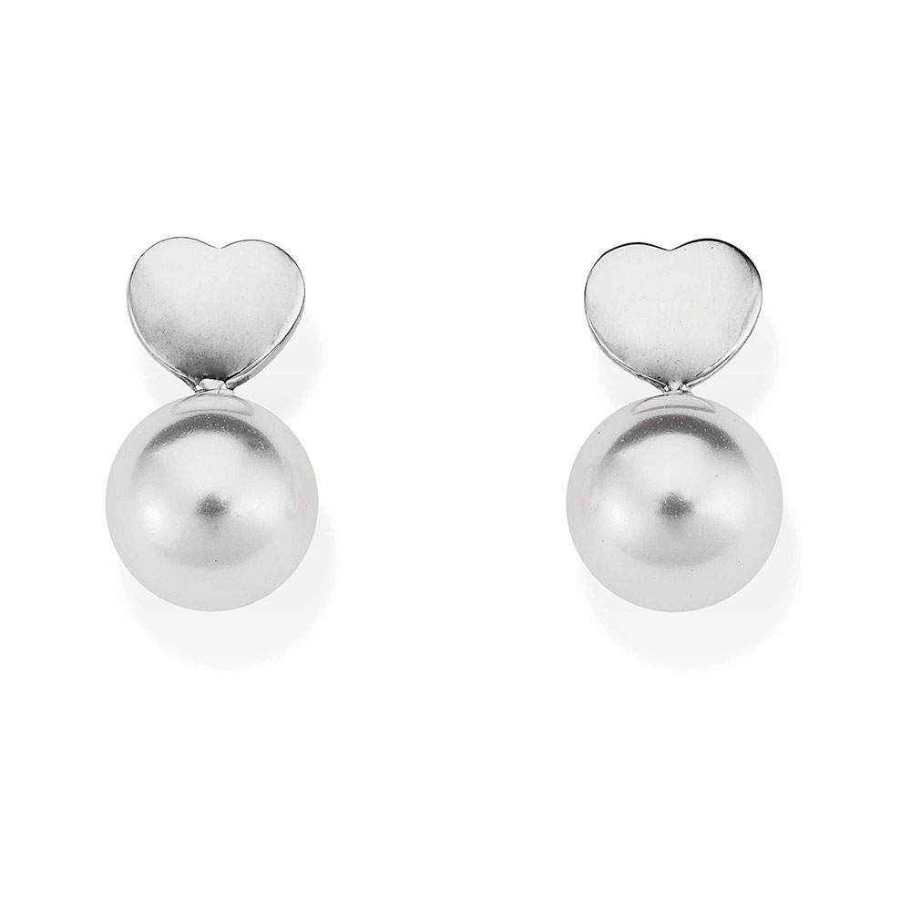 Amen earrings in 925 silver with white pearls mm. 9
