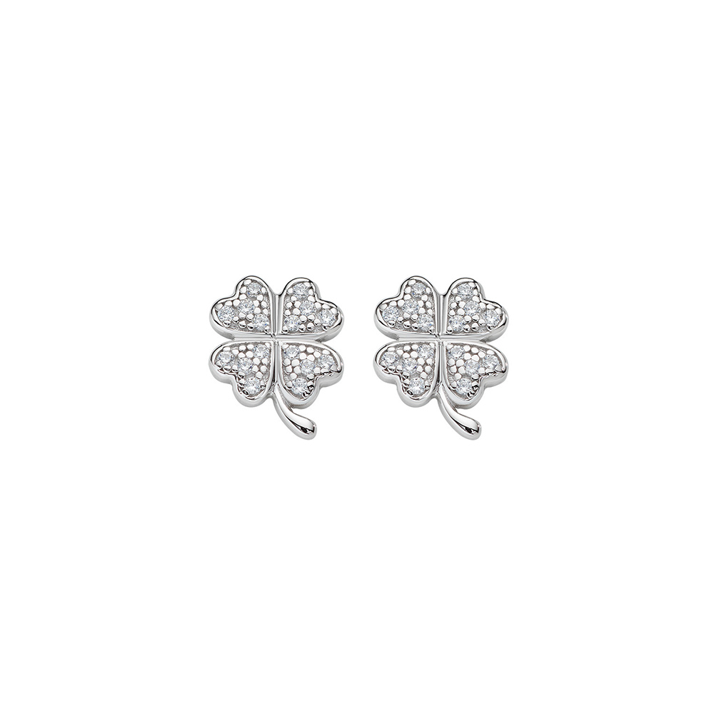 Amen Four Leaf Clover Zircon Earrings