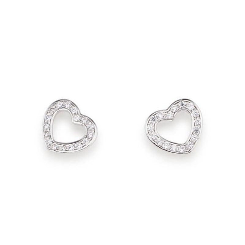 Amen Earrings in 925 Silver Heart with Zircons Love Collection